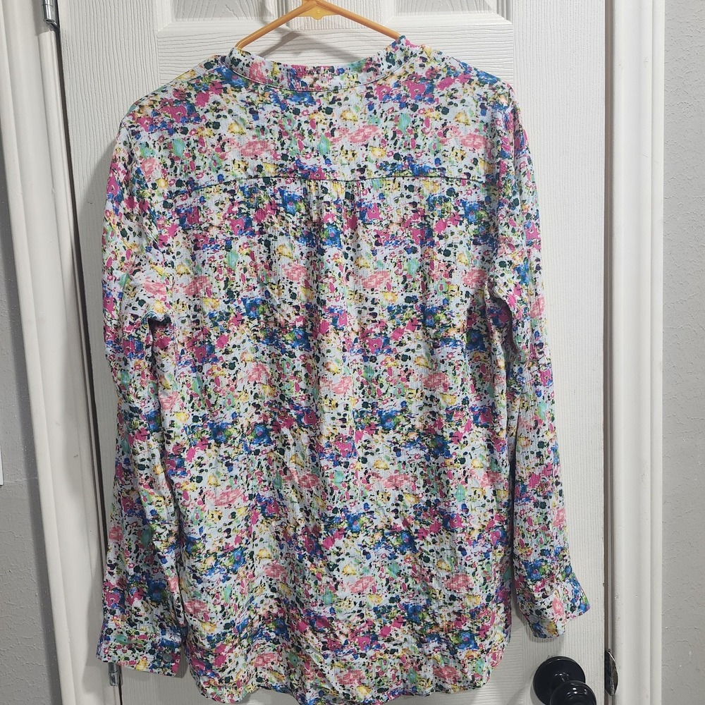Kut From The Kloth Blouse S Colorful Abstract Floral Rayon Button Front Top - Picture 13 of 16
